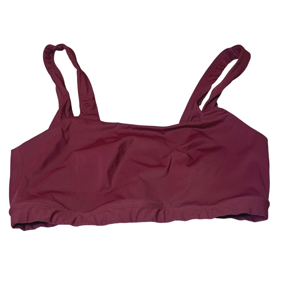 Yitty Womens Size Medium Ribbed Racerback Sports Bra Maroon Crop Top Athletic